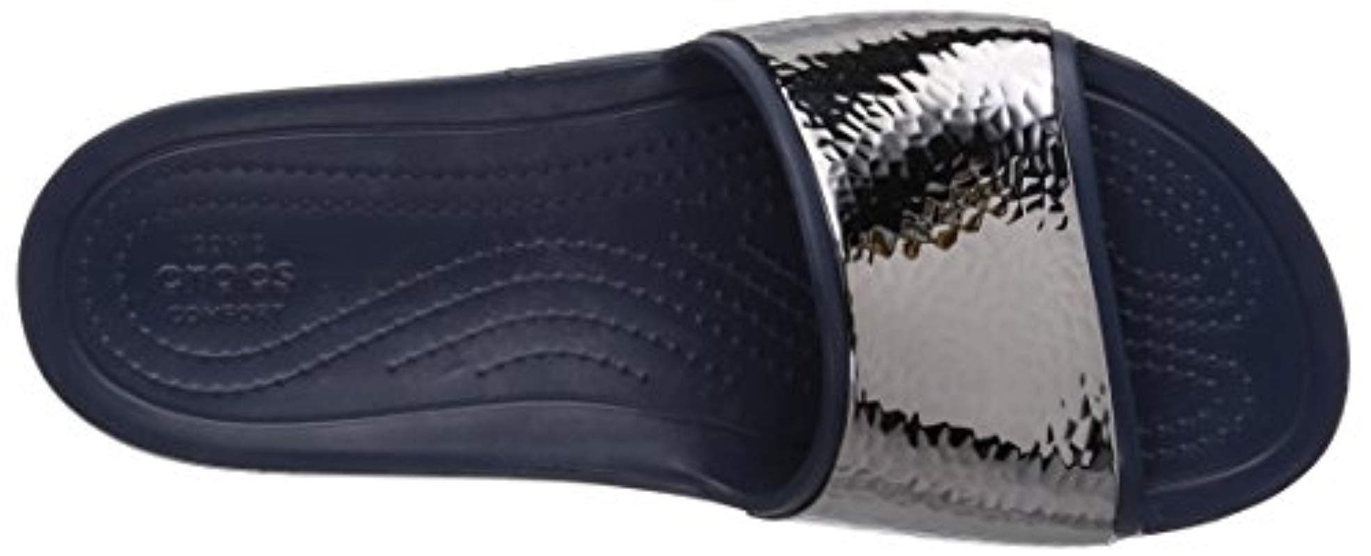women's crocs sloane hammered metallic slide