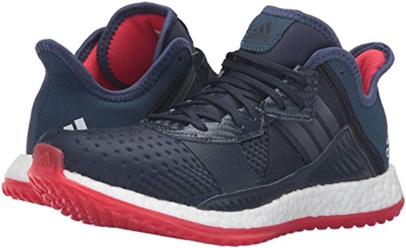 Adidas Synthetic Pure Boost Zg Trainer Training Shoe In Night Navy White Vivid Red Blue For Men Lyst