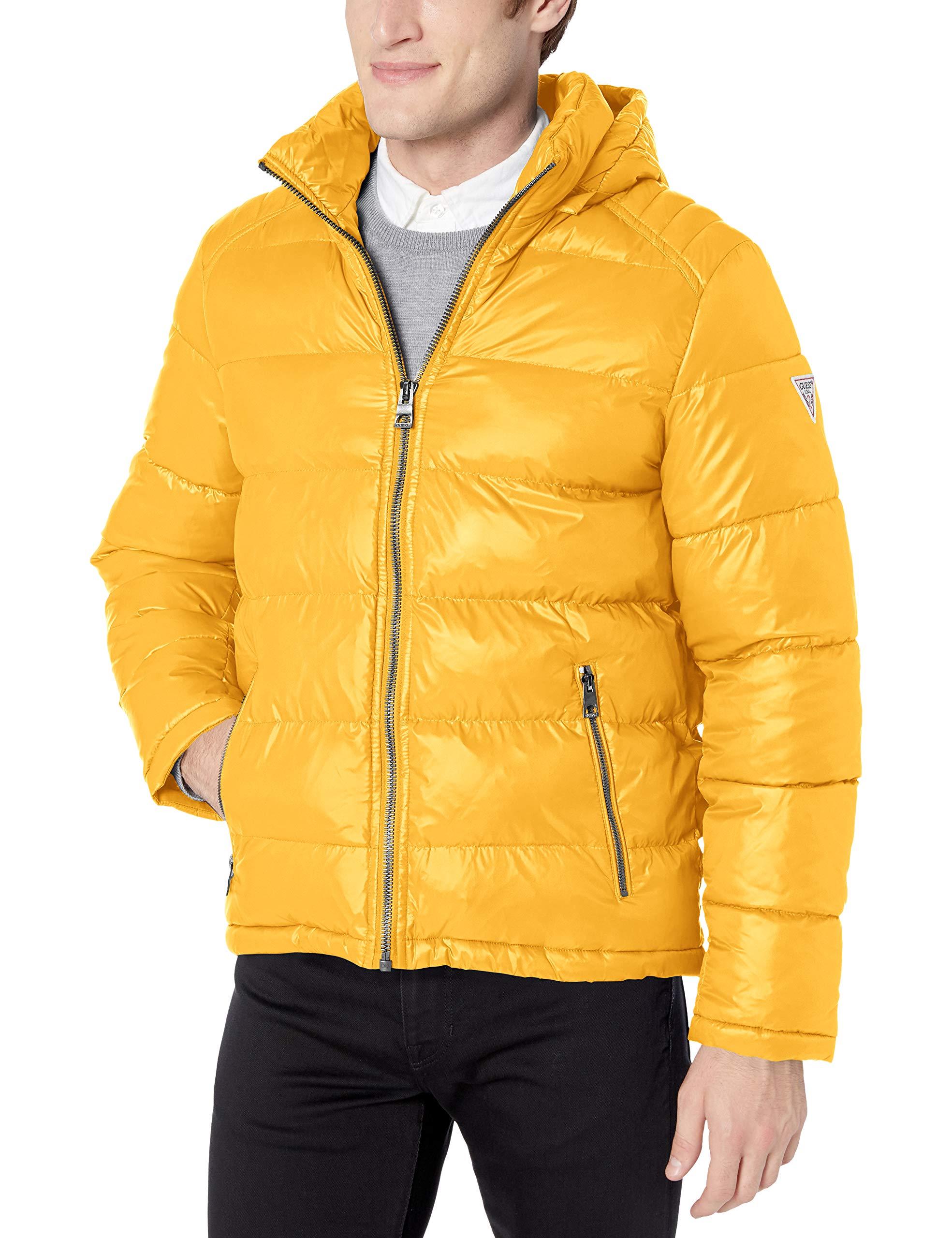 pastel yellow puffer jacket