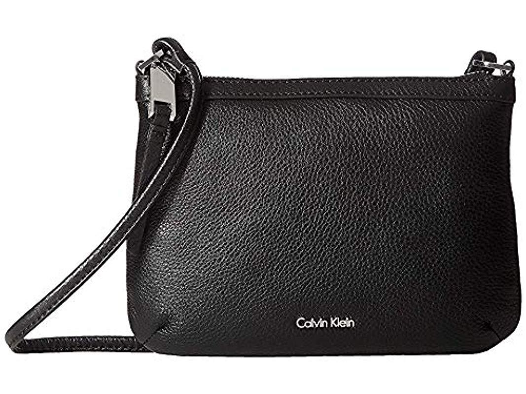 Calvin Klein Small Pebble Leather Crossbody in Black Lyst