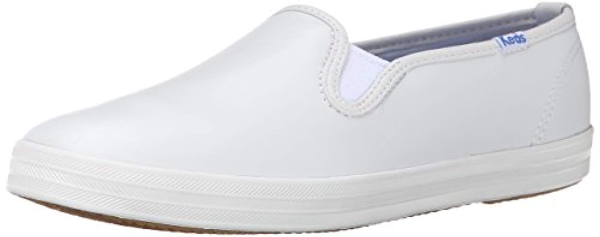keds white leather slip on