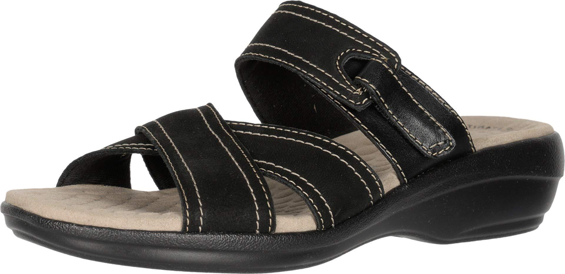 clarks black flat sandals
