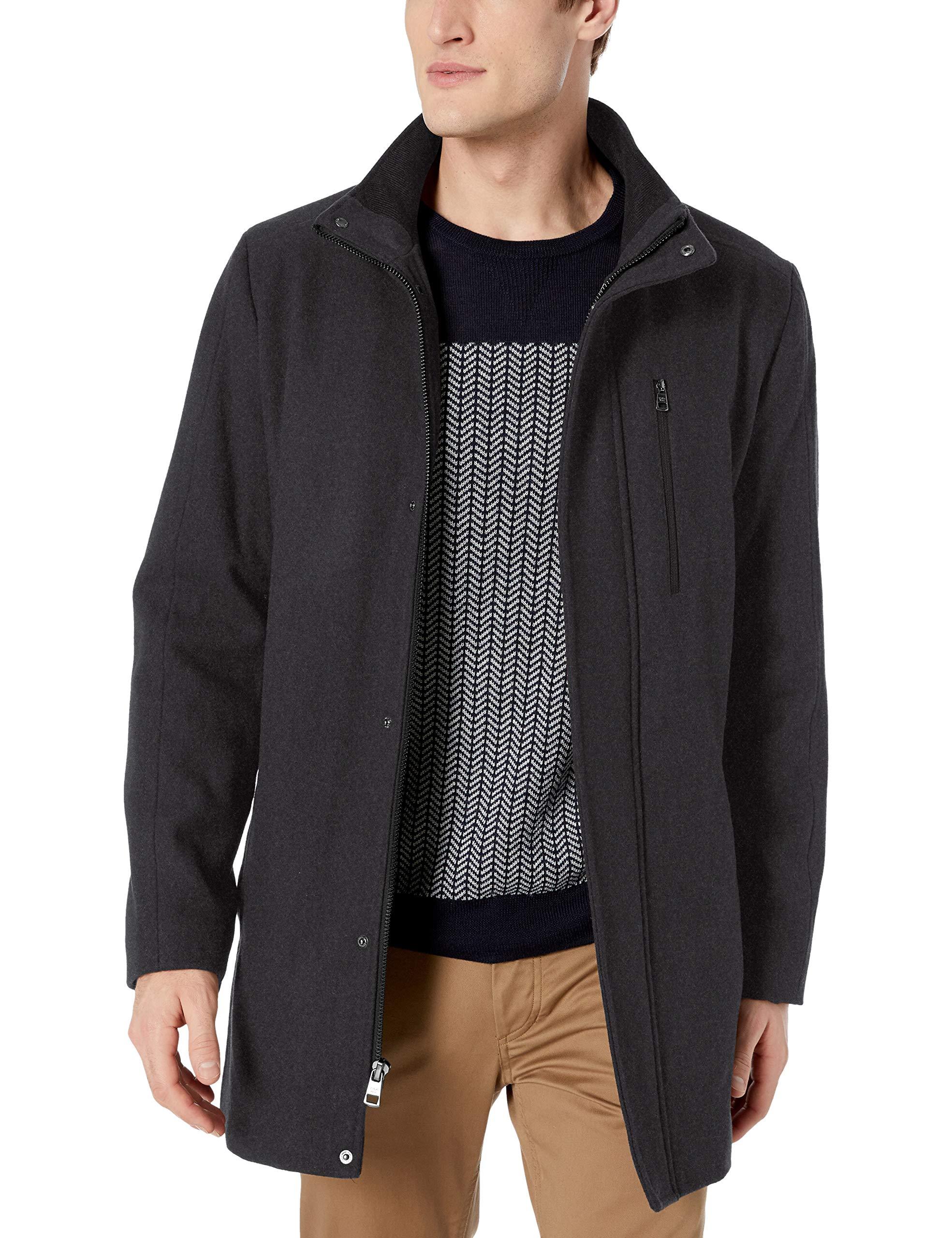 Calvin Klein Wool Classic Car Coat in Gray for Men Save 26 Lyst