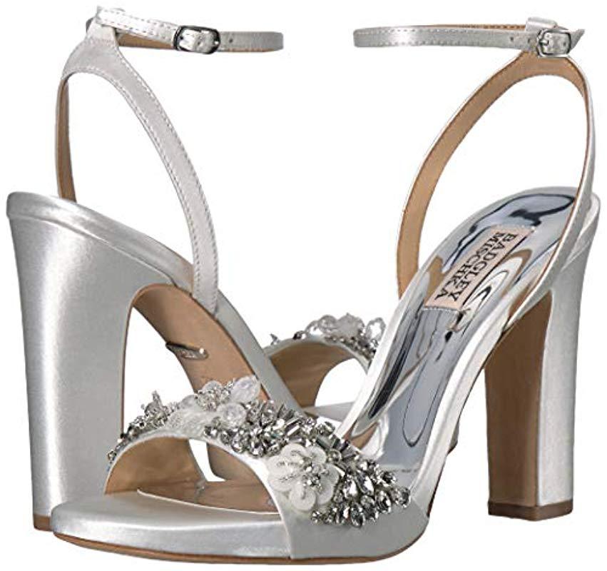 badgley mischka alexa embellished block heel