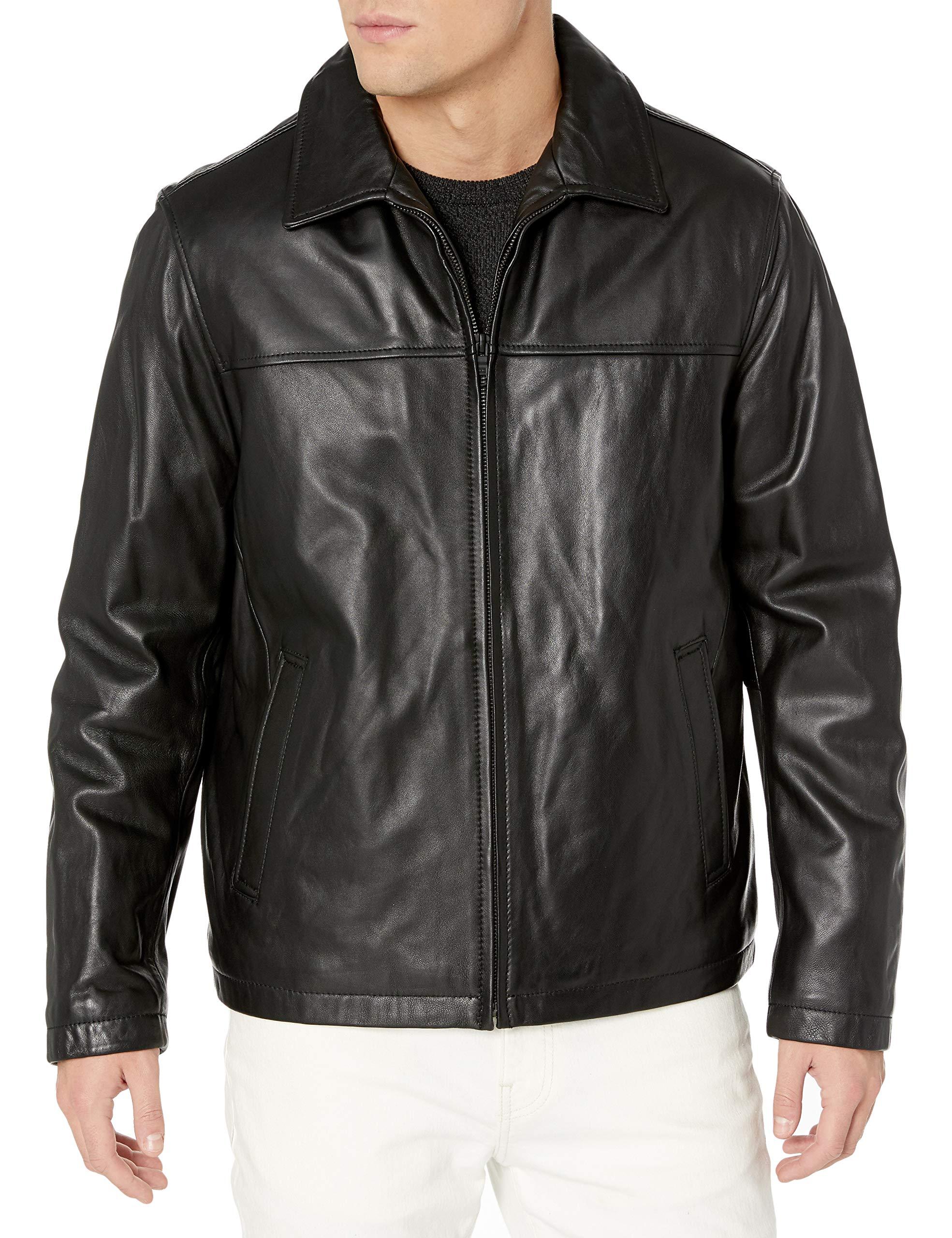 Tommy Hilfiger Mens Smooth Lamb Laydown Collar Open Bottom Leather Jacket  in Black for Men | Lyst
