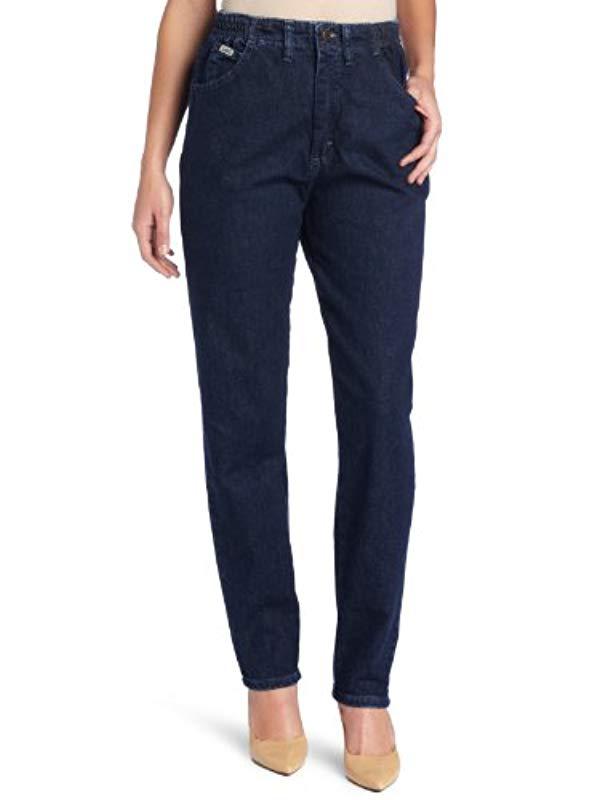 Lee Jeans Petite Relaxed Fit Side Elastic Tapered Leg Jean in Dark