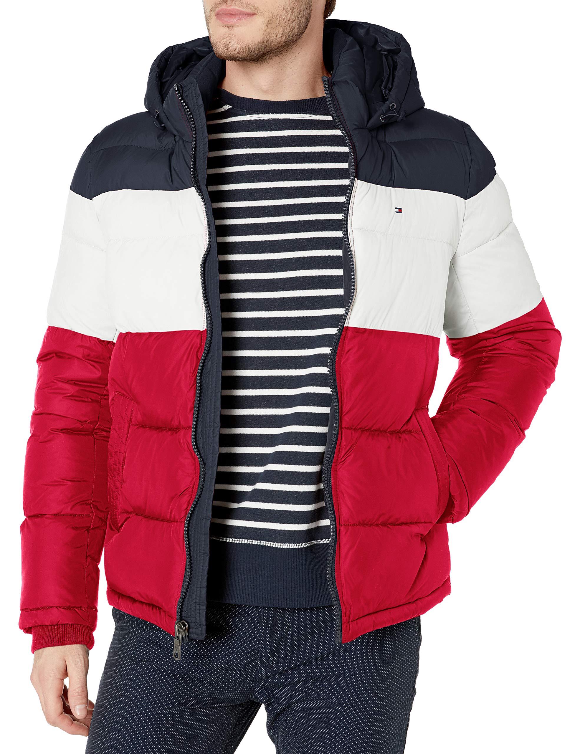 Tommy Hilfiger Synthetic Classic Hooded Puffer Jacket in Midnight/White