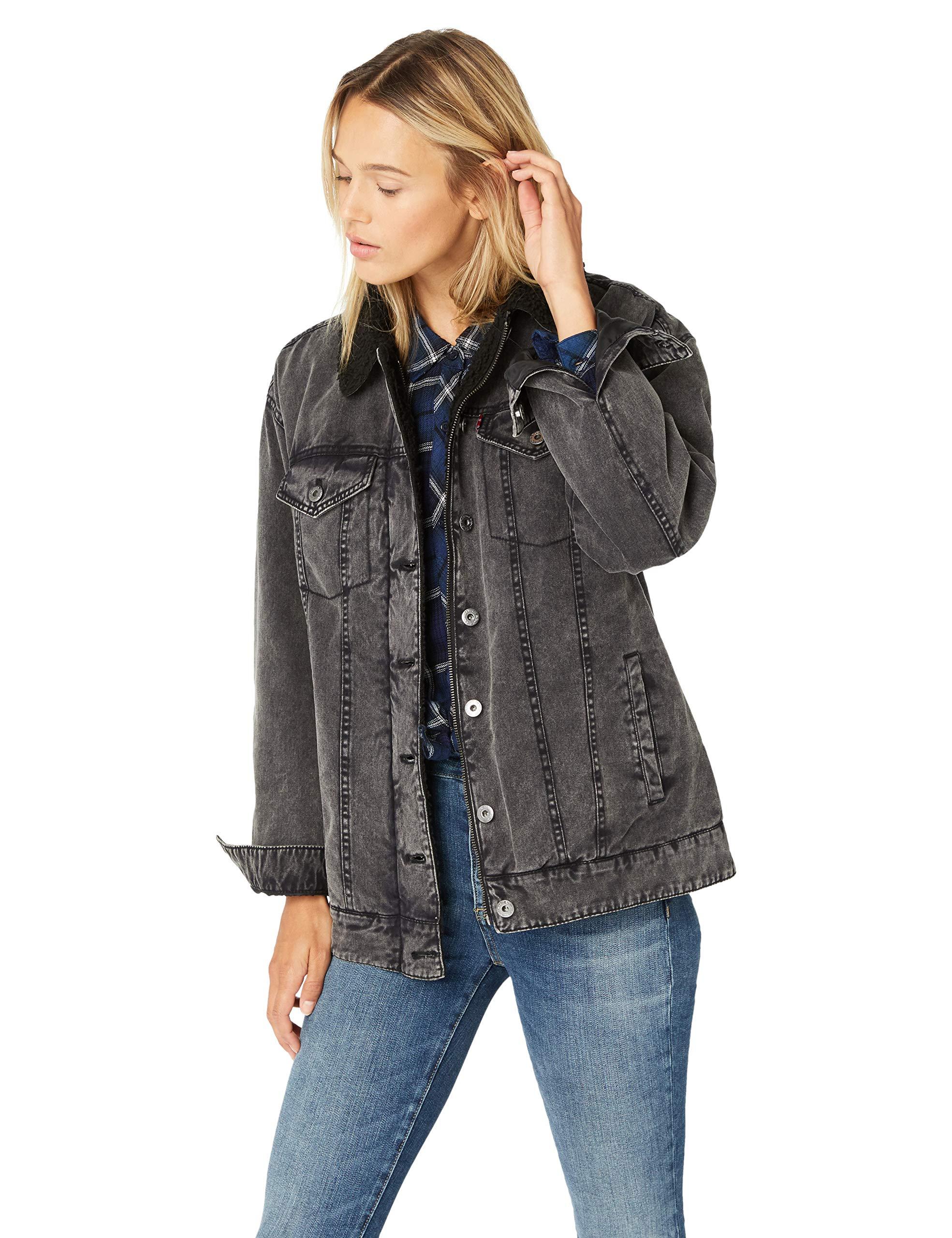 Levi's Oversized Acid Cotton Sherpa Trucker Jacket Denim in Washed