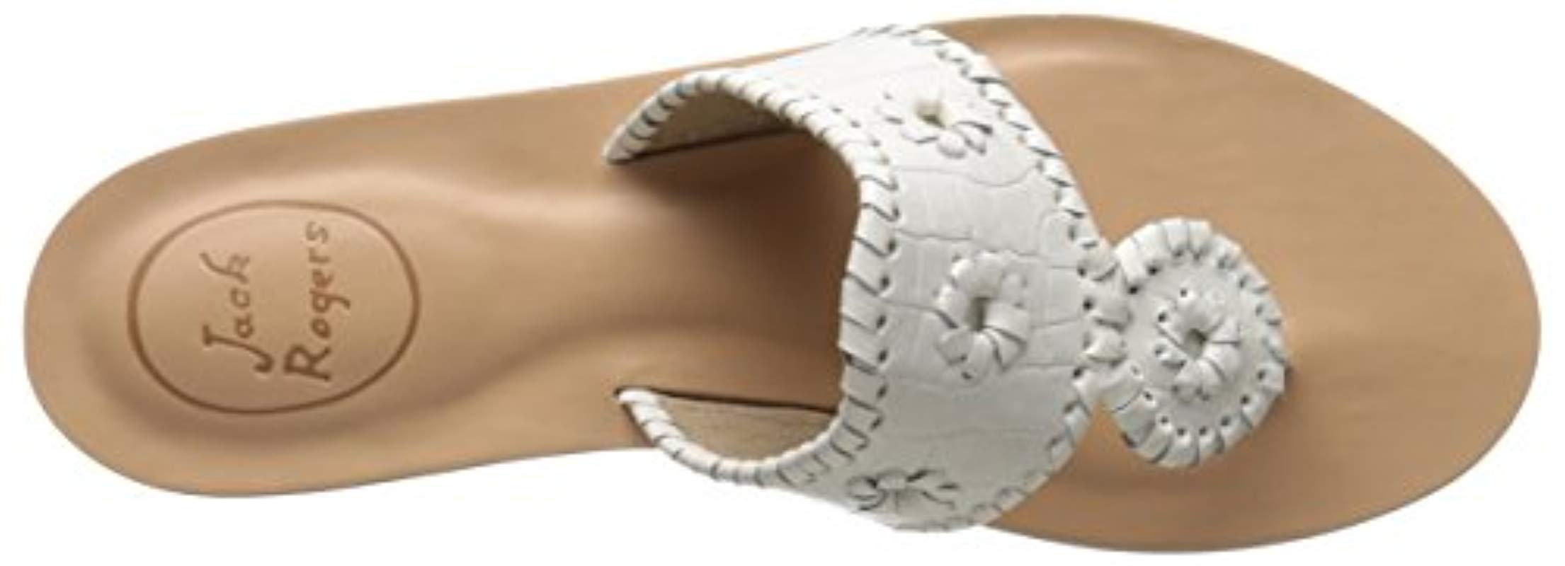 Jack Rogers Leather Palm Beach Flat Narrow Sandal in Black (White