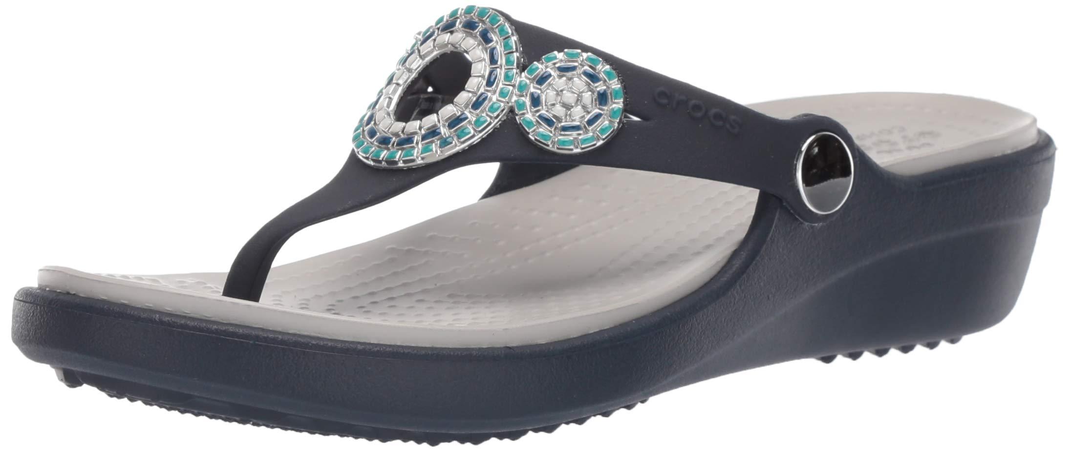 crocs sanrah diamante wedge flip