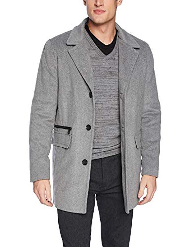 Calvin Klein Cashmere Blend Wool Coat in Platinum Heather (Gray) for
