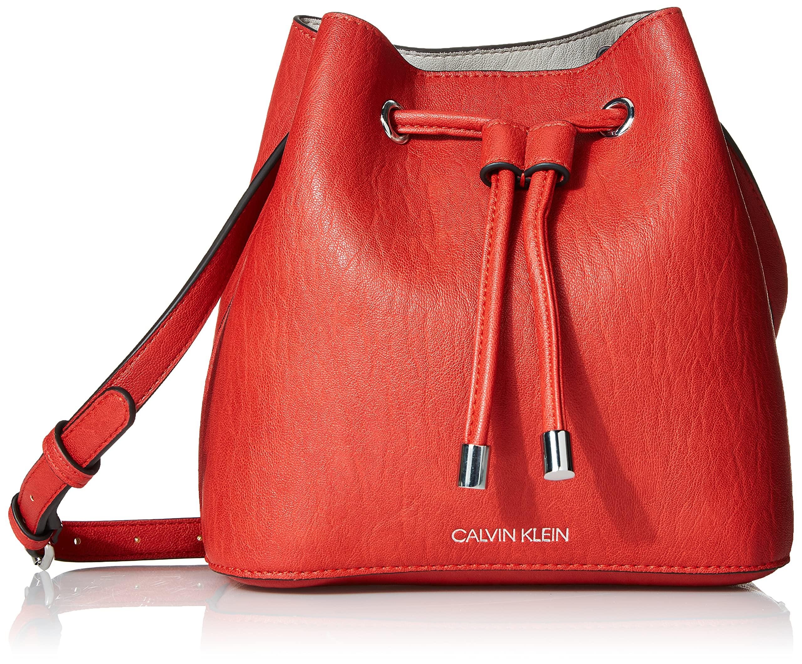 Calvin Klein Gabrianna Novelty Mini Bucket Crossbody in Red