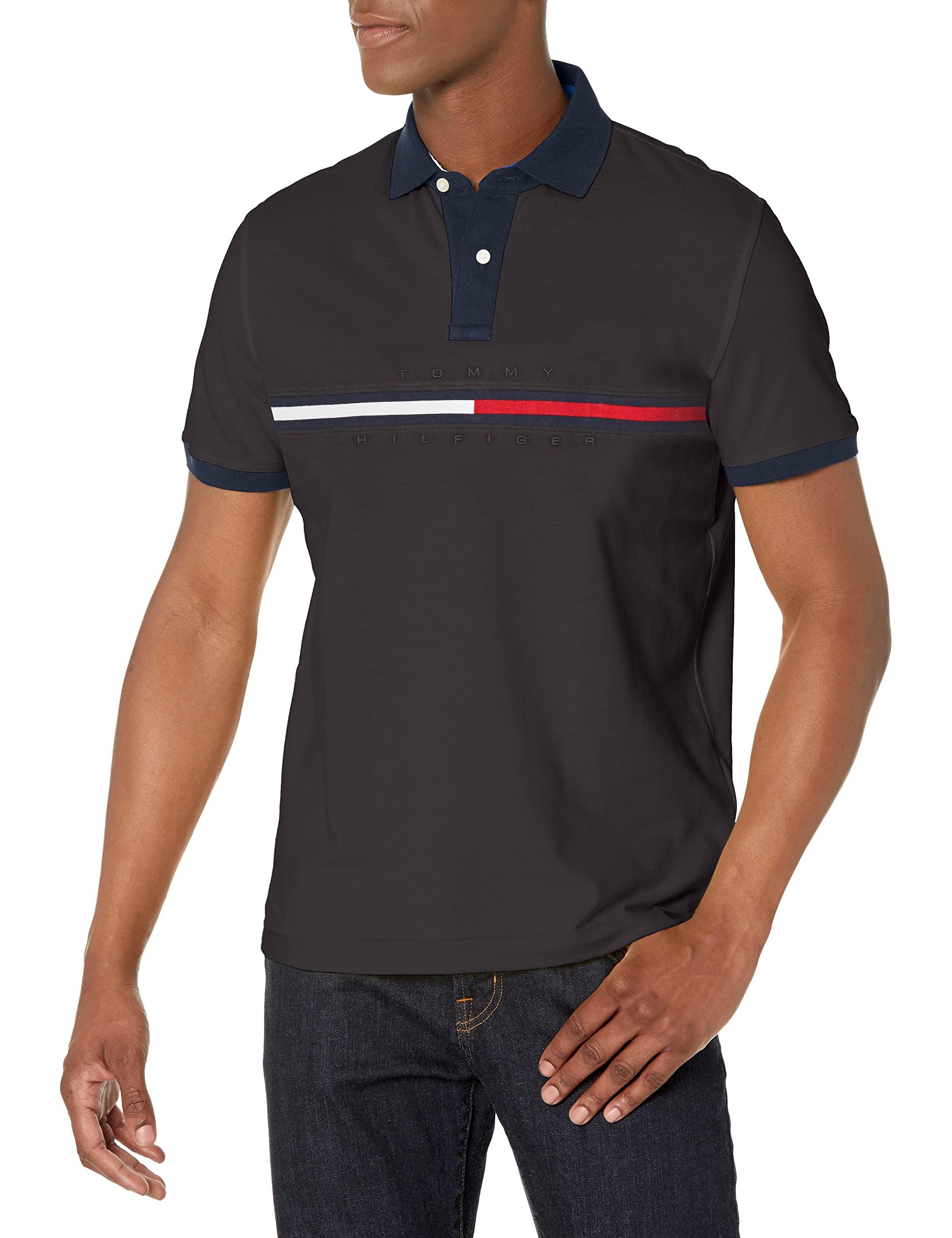 Tommy Hilfiger Polo Shirt With Buttons Custom Fit in Black for Men Lyst