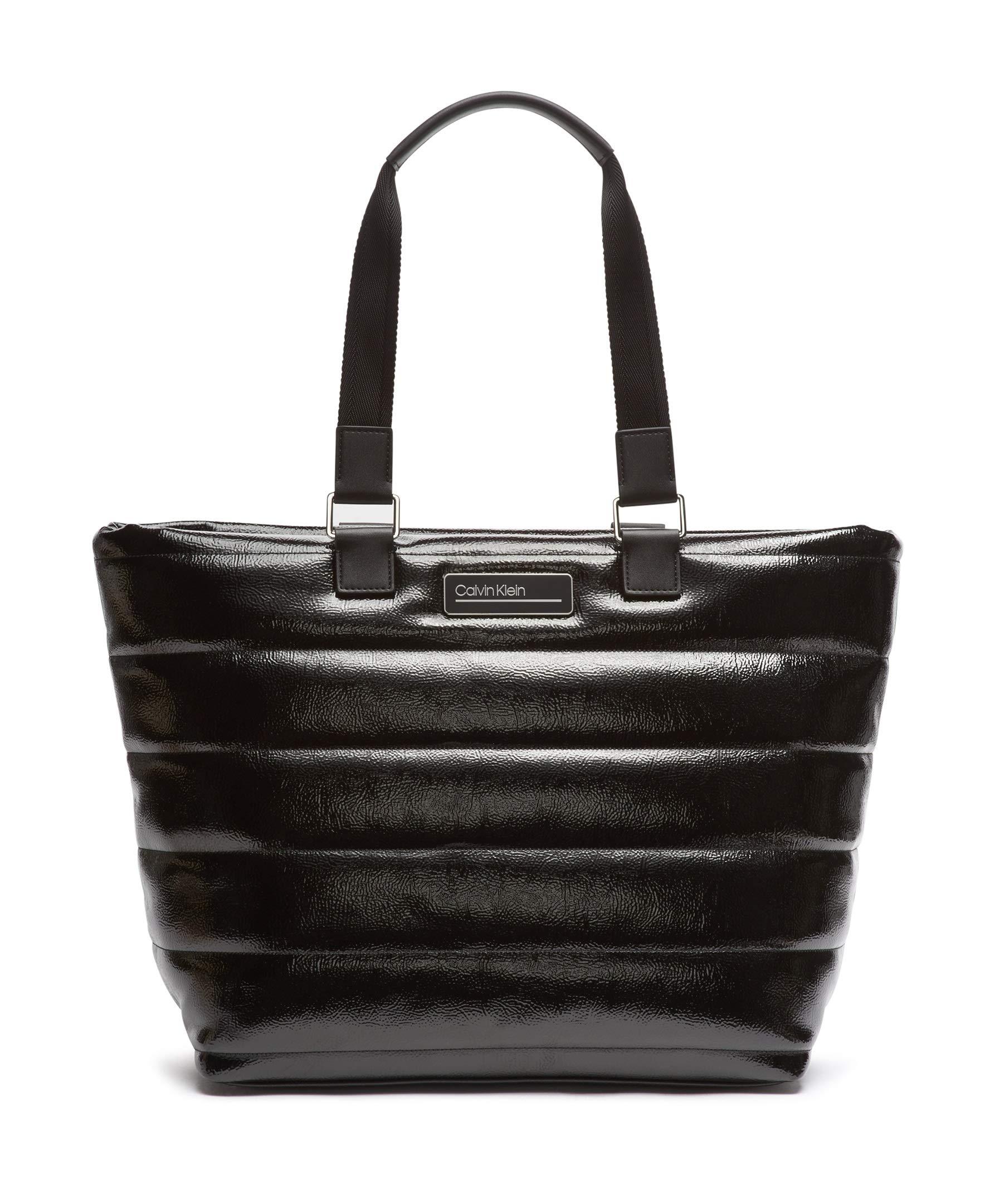 Calvin Klein Synthetic Jaina Nylon Double Handle Tote in Black/Silver