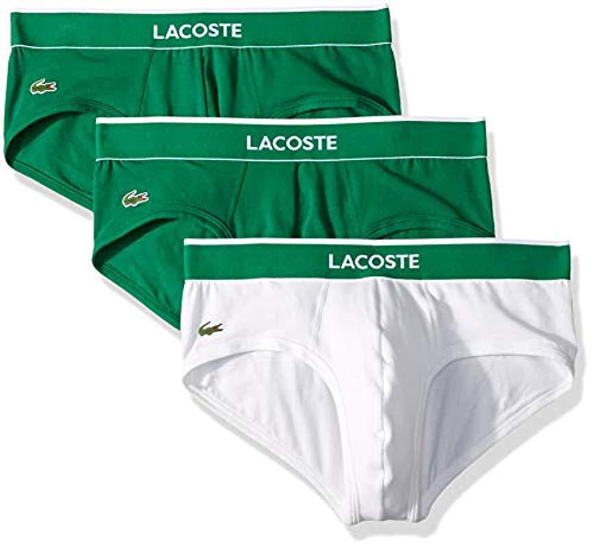 Lacoste Underwear Cotton Stretch Briefs, 3 Pack in Green for Men | Lyst