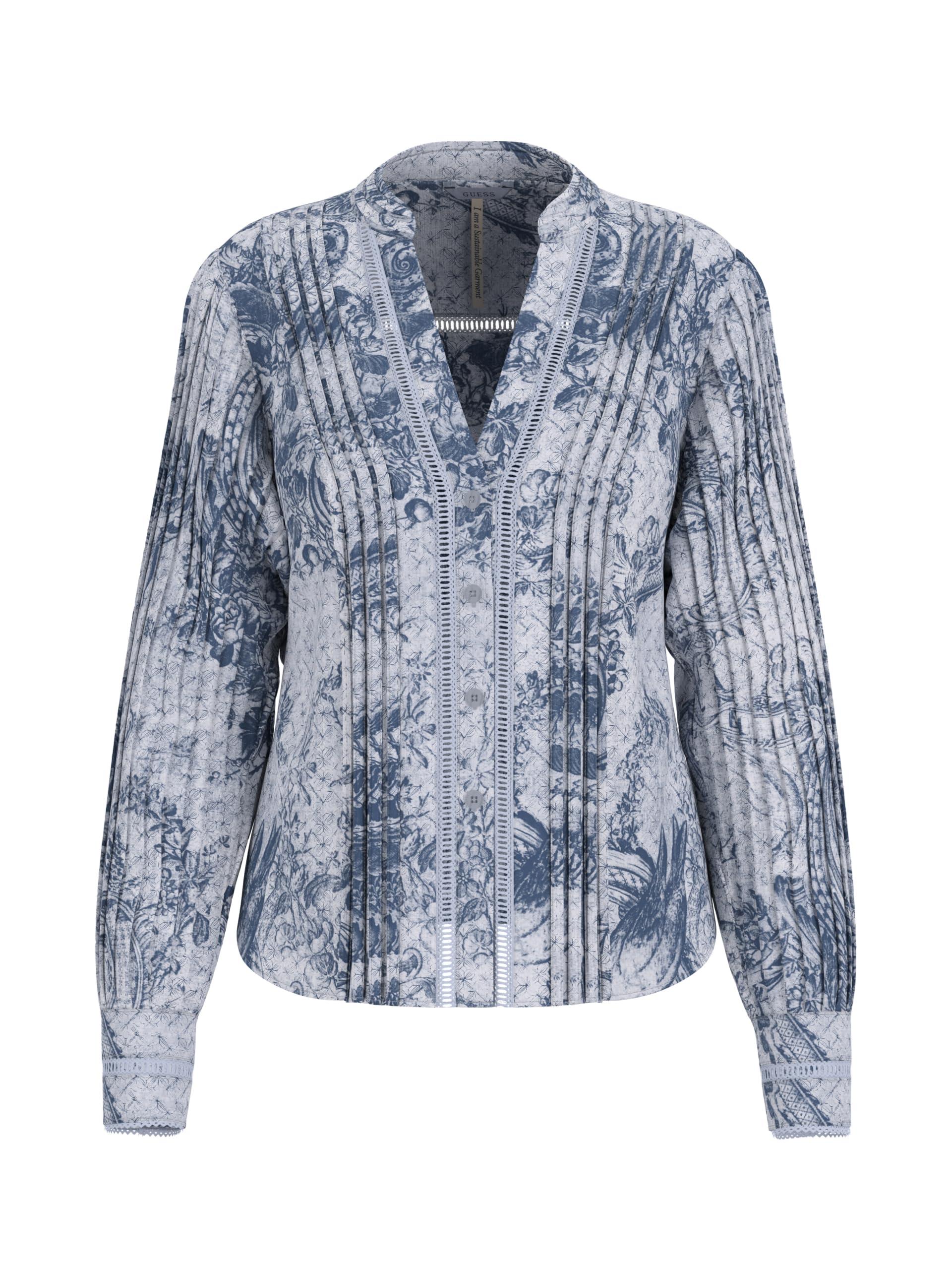 Guess S Eco Bertha Long Sleeve Girly Top in Blue Lyst UK