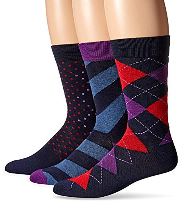 Lyst Hanes 3pack Dress Casual Crew Flat Knit Socks in Blue for Men