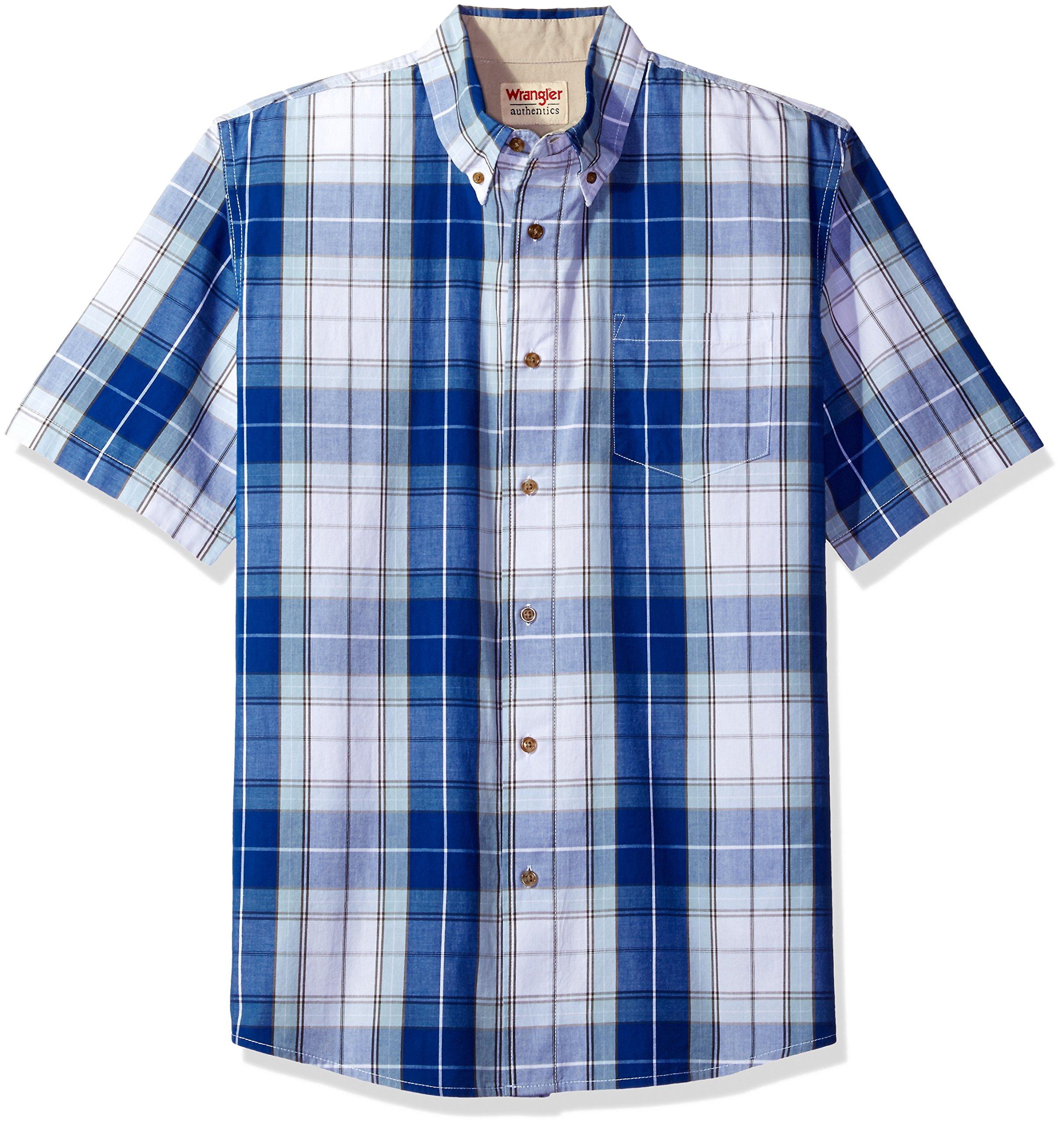 Wrangler Mens Short Sleeve Plaid Woven Shirt in Bright White (Blue) for Men Lyst