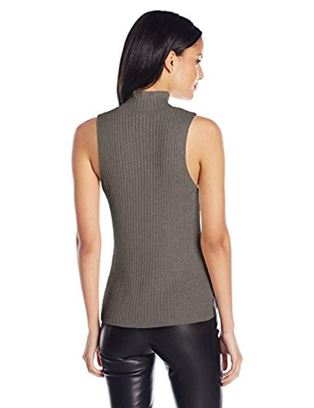 Download Kensie Cotton Blend Sleeveless Mock Neck Sweater Shell in ...