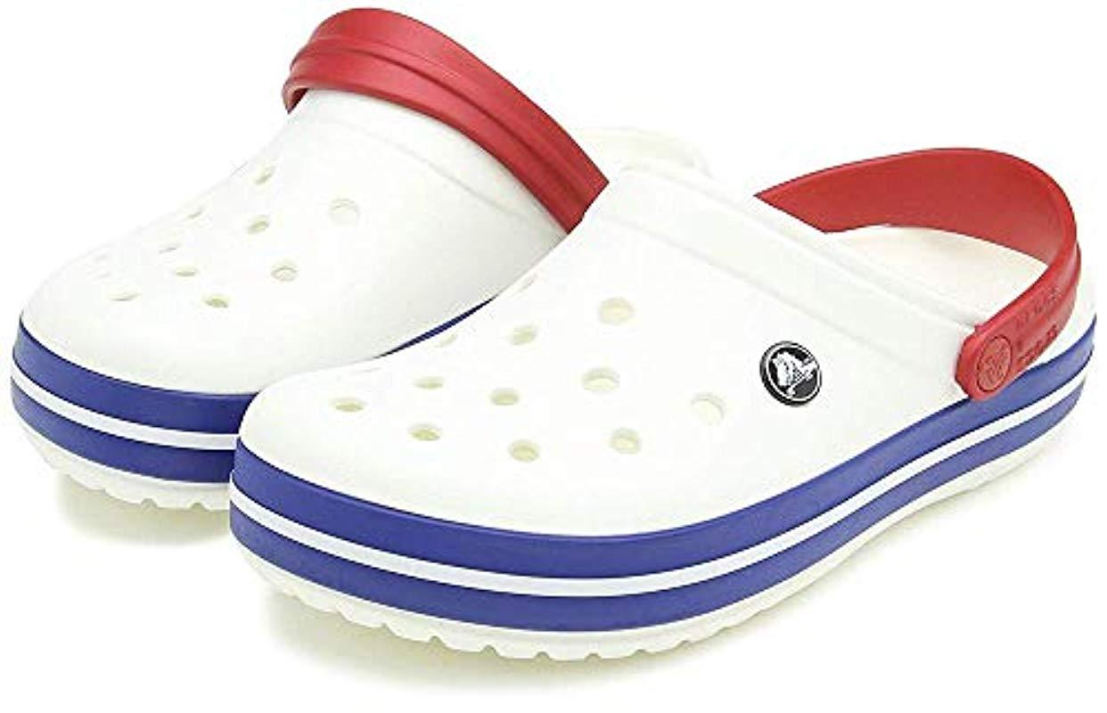 crocs white blue jean