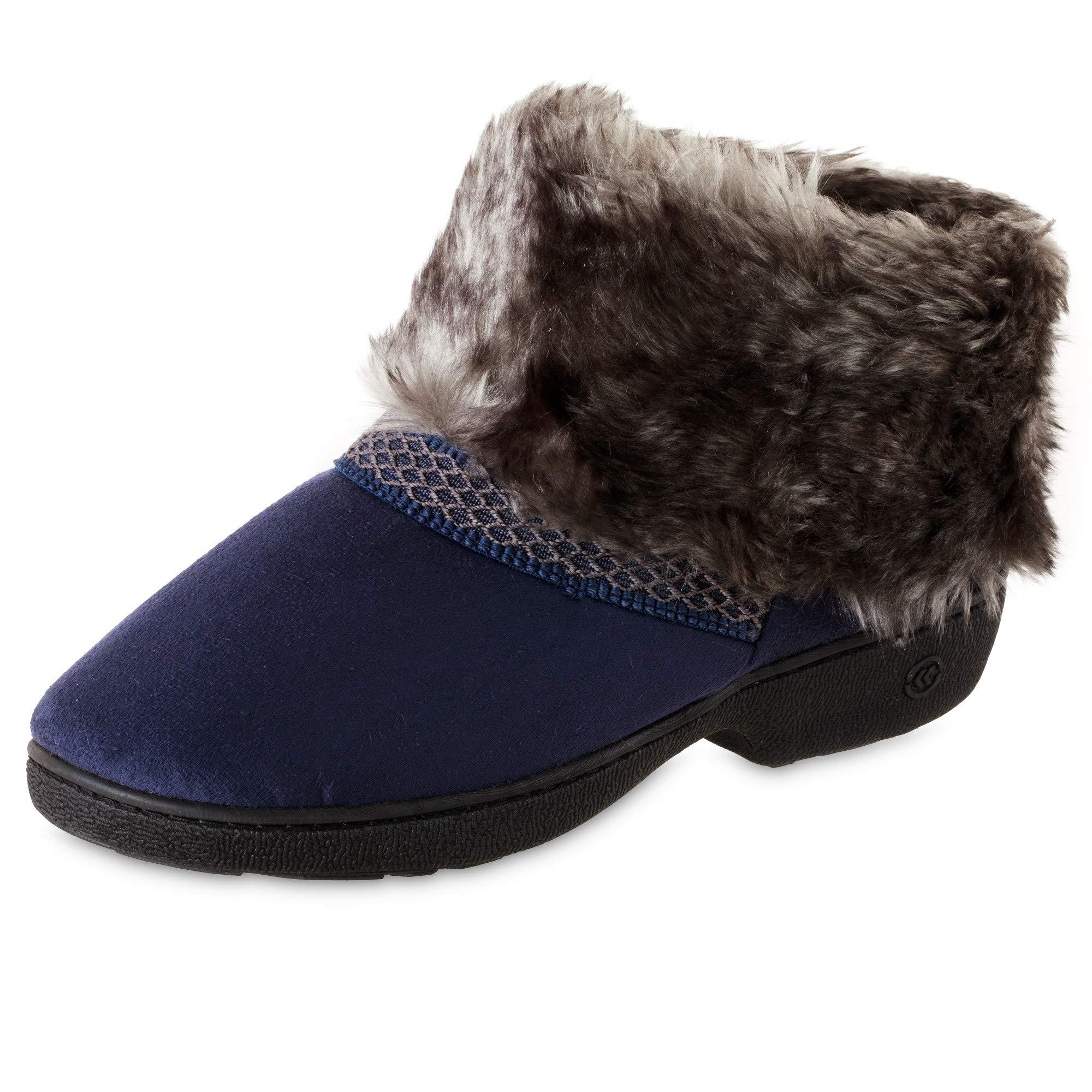 Isotoner Recycled Microsuede Mallory Boot Slipper in Navy Blue (Blue) - Lyst