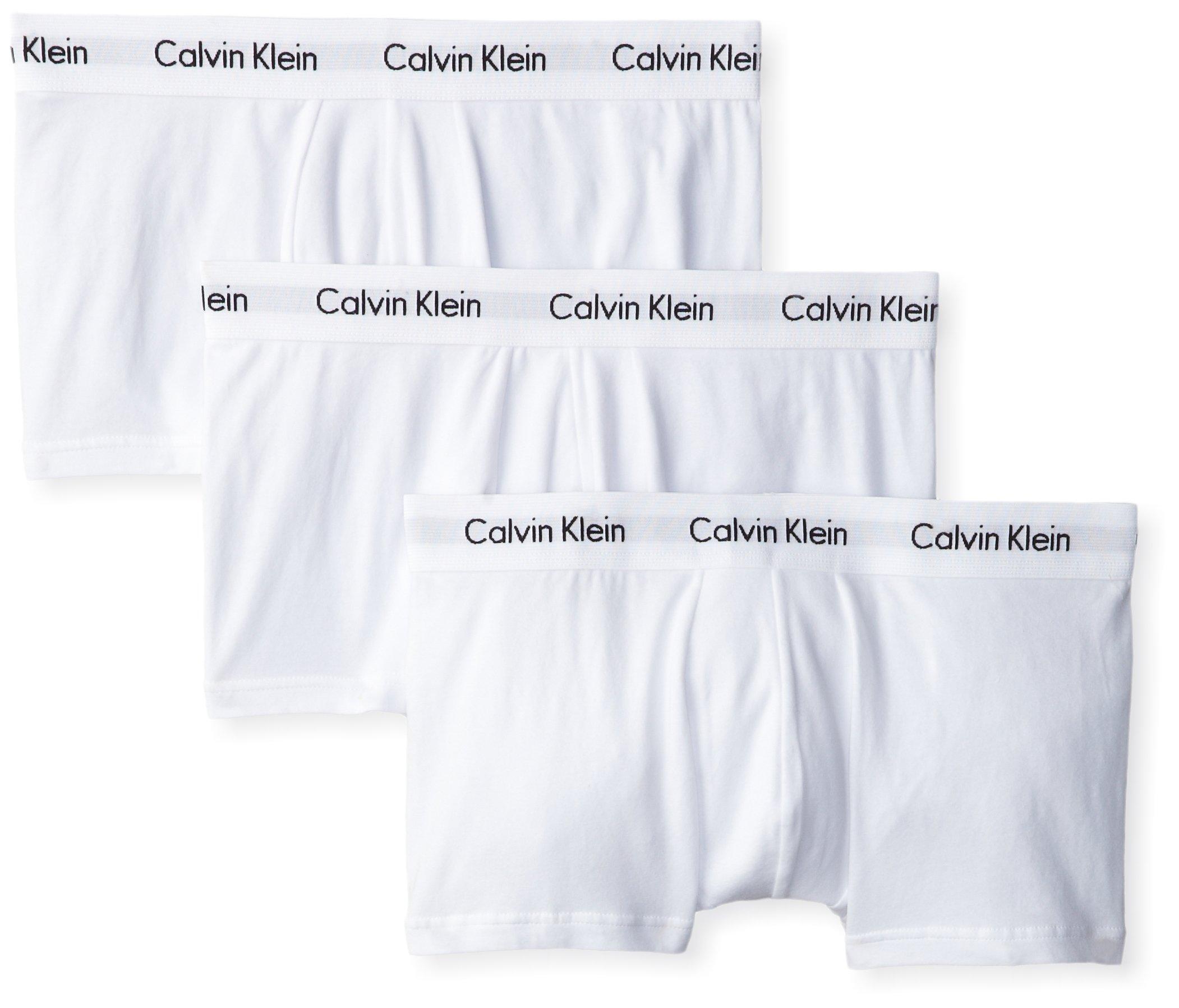 Calvin Klein Cotton Stretch Multipack Low Rise Trunks in White for Men ...