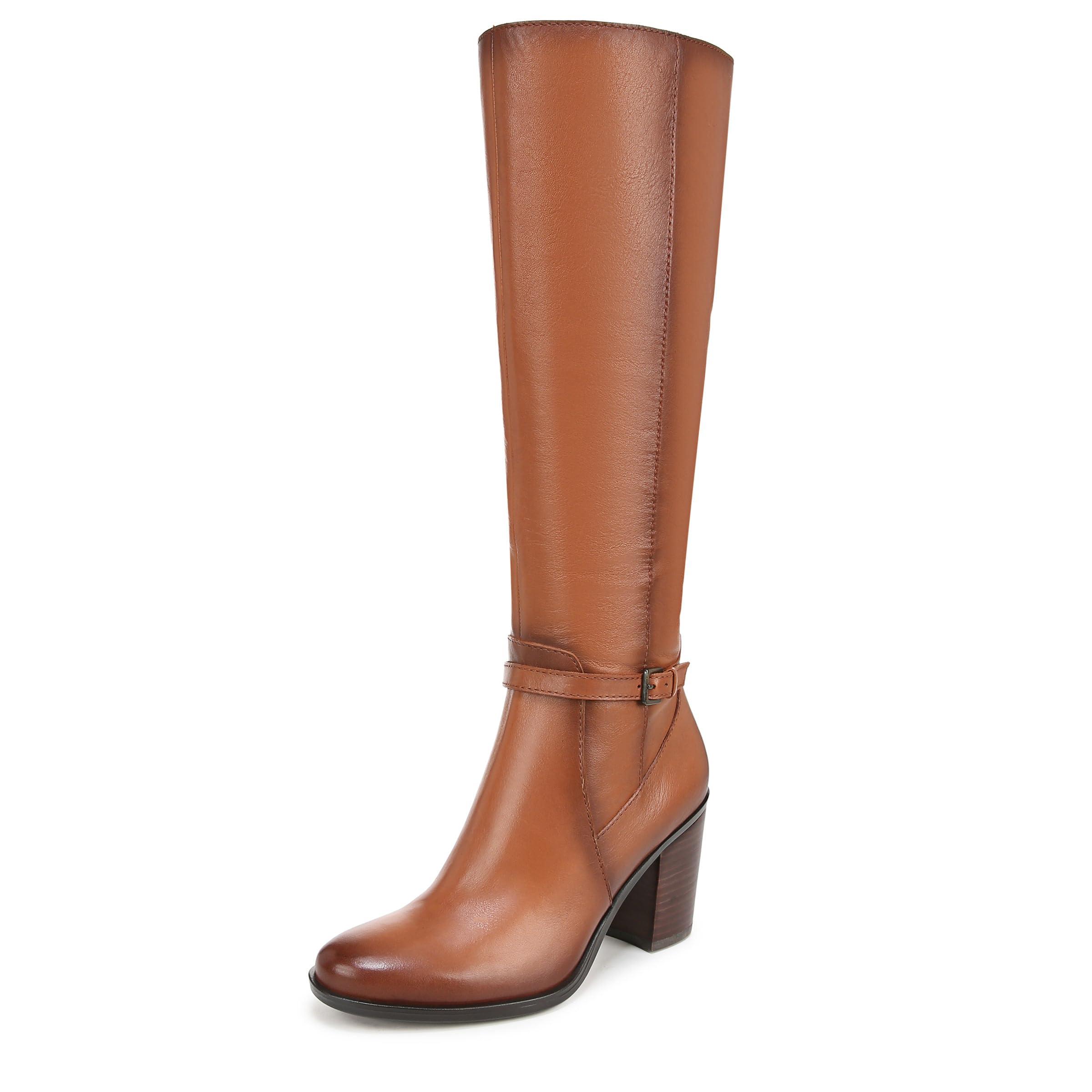 Narrow calf knee high leather boots deals