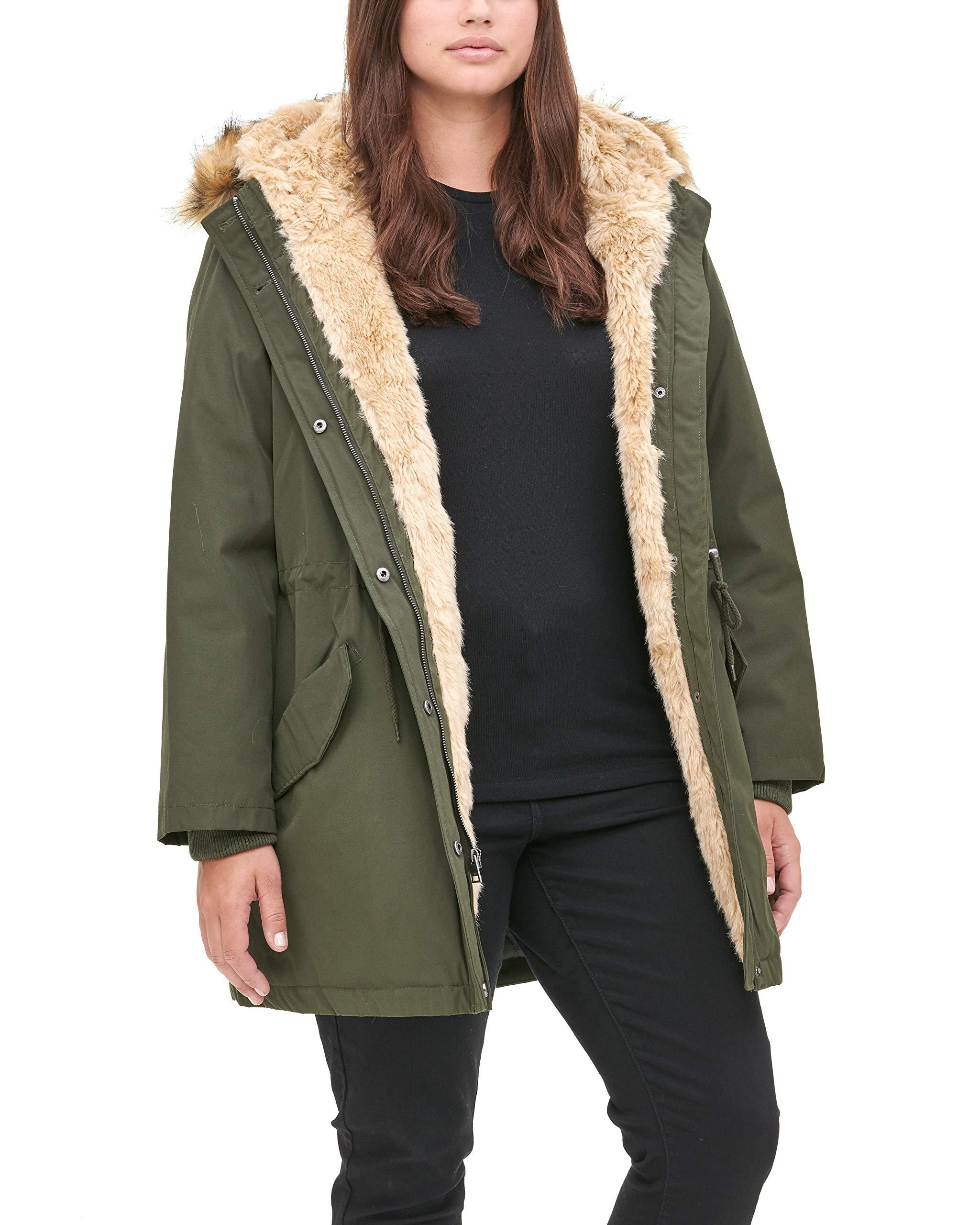 Levi's Faux Fur Lined Hooded Parka Jacket (standard And Plus Size), Plain  Pattern in Olive (Green) - Save 31% - Lyst
