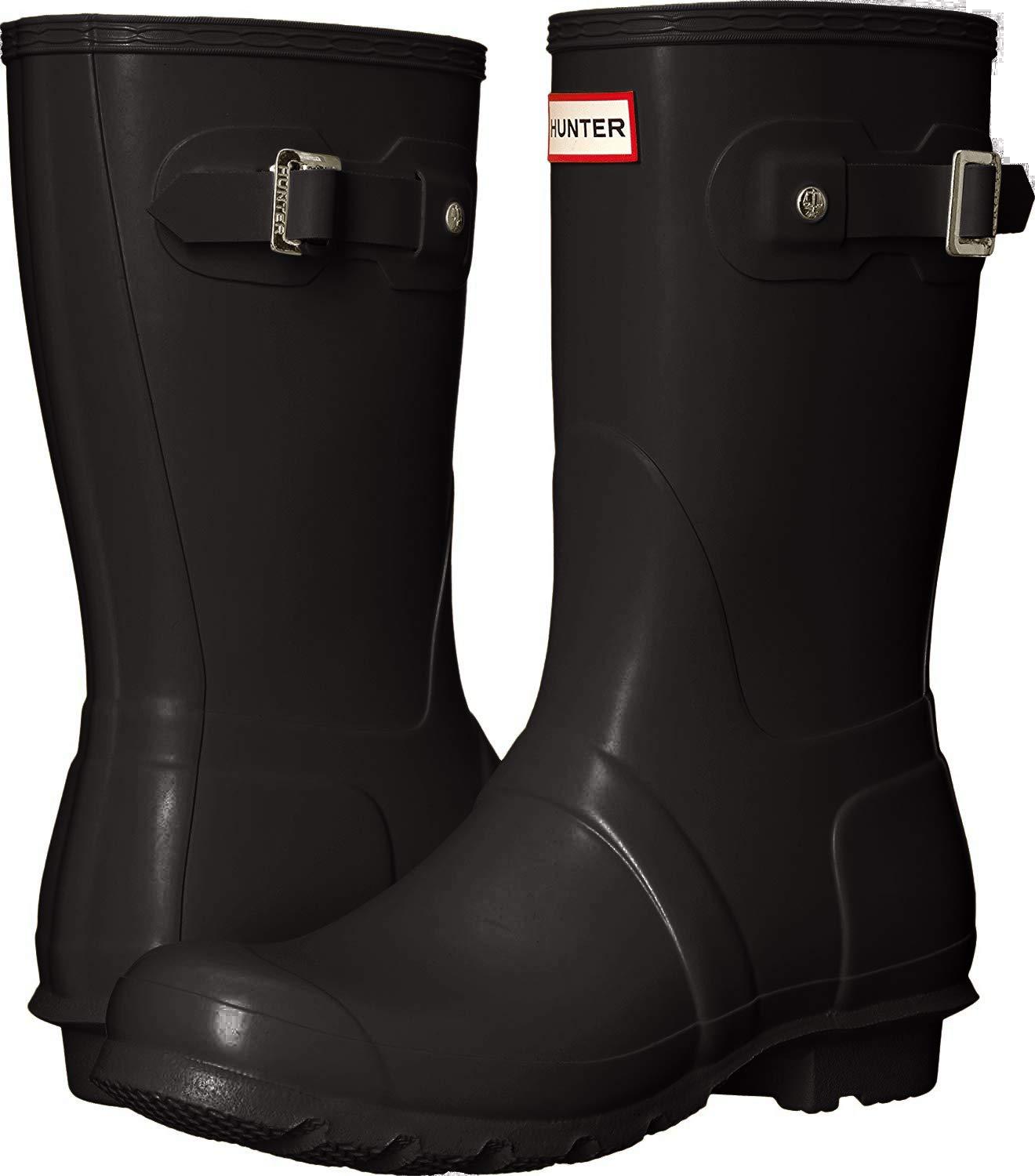 short matte black rain boots
