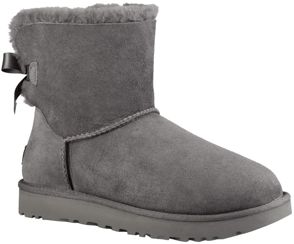 UGG Satin Ugg Australia Mini Bailey Bow Ii Grey Twinface Boot in Grey