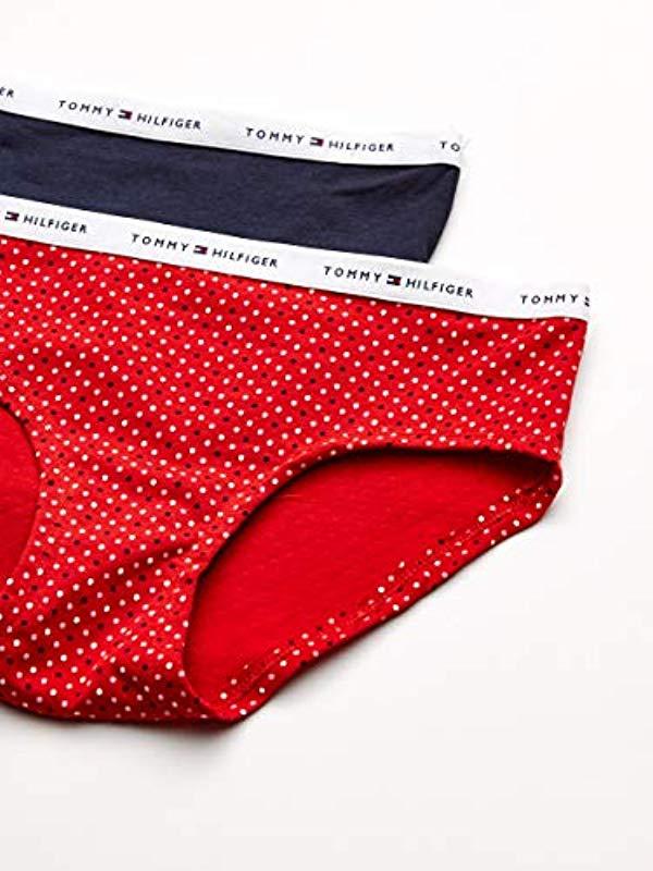 Tommy Hilfiger Printed Cotton Hipster Underwear Panty, Multipack in Red