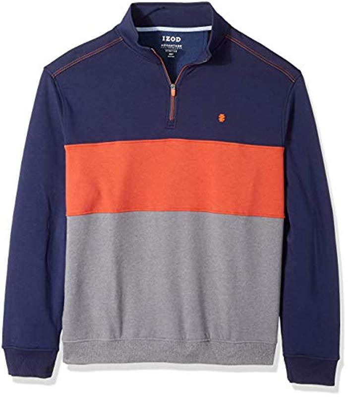 Izod Big And Tall Advantage Performance Colorblock Quarter Zip Fleece