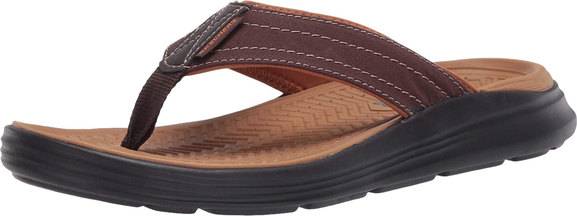 Skechers Sargo Reyon Relaxed Fit Flip Sandal Black Leather