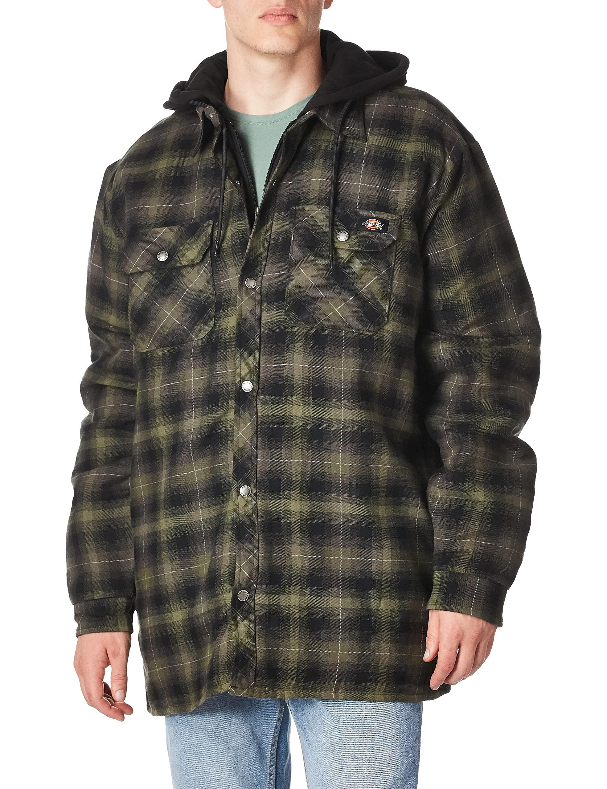 Wrangler Mens Hooded Flannel Work Jacket Work Utility Outerwear