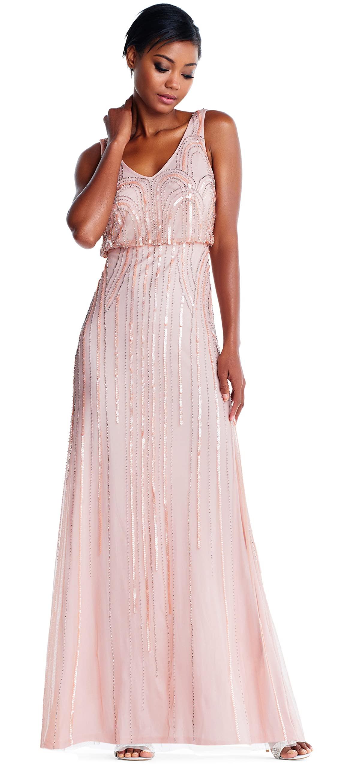NWT Adrianna Papell Embellished Blouson Gown Blush Pink 0 4 8 12 14 16 #N141 