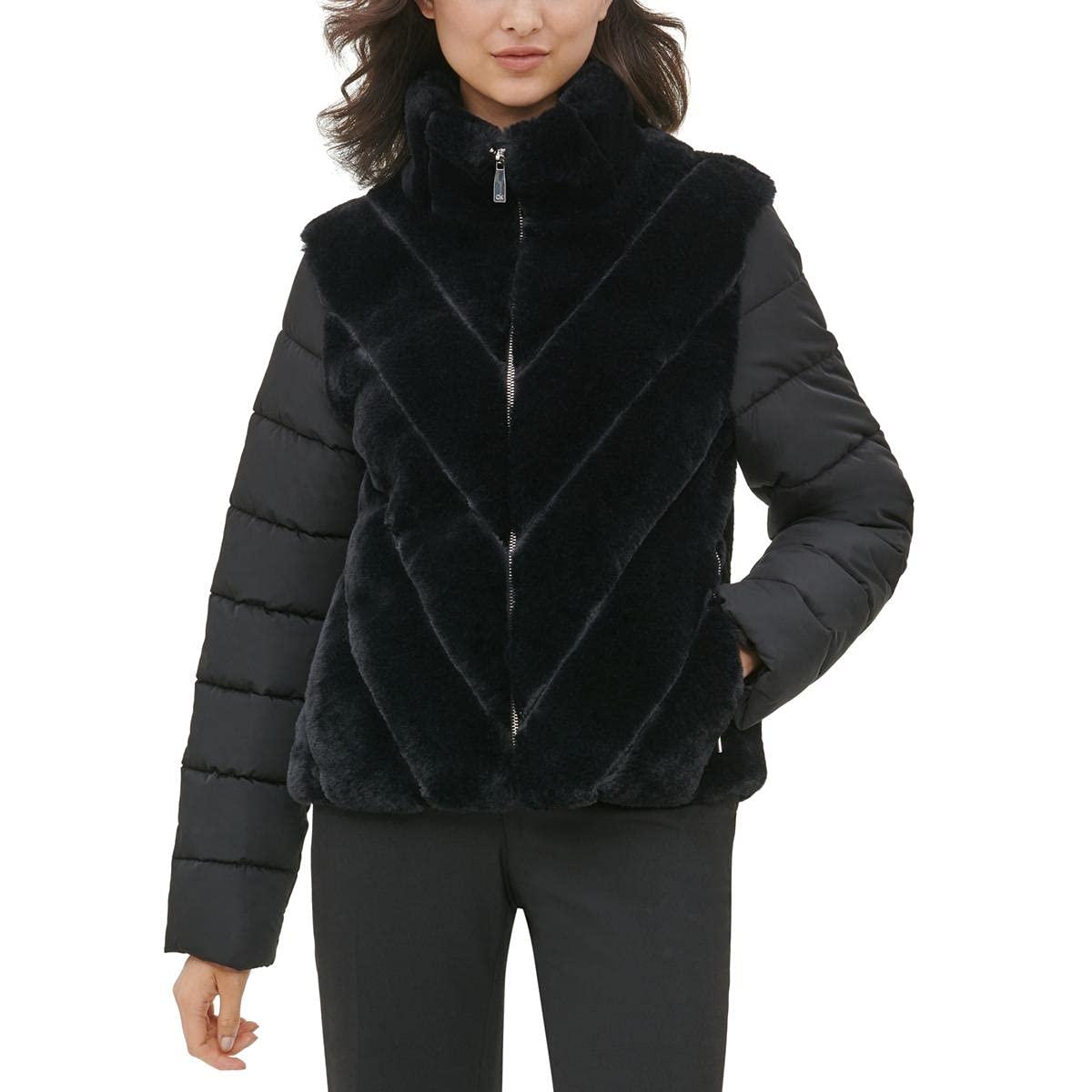 calvin klein faux fur puffer jacket