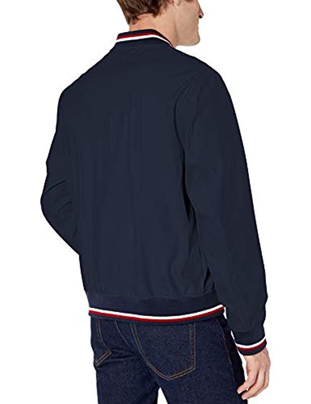 Tommy Hilfiger Lightweight Varsity Rib Knit Bomber Jacket in Blue