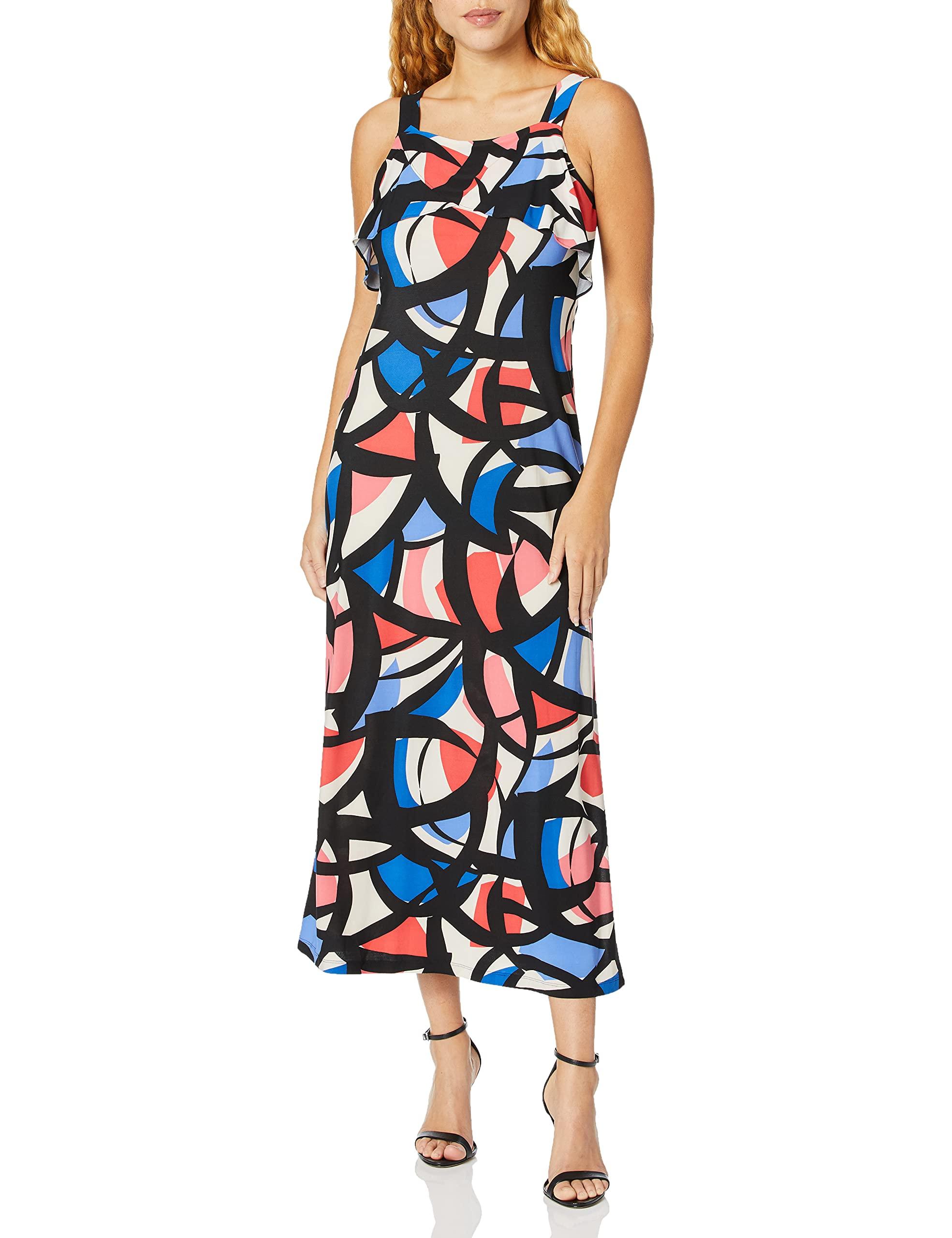 Nine West Women's Halter Neck Maxi Dress - Printed Chiffon, Sleeveless Long Dress - View #12