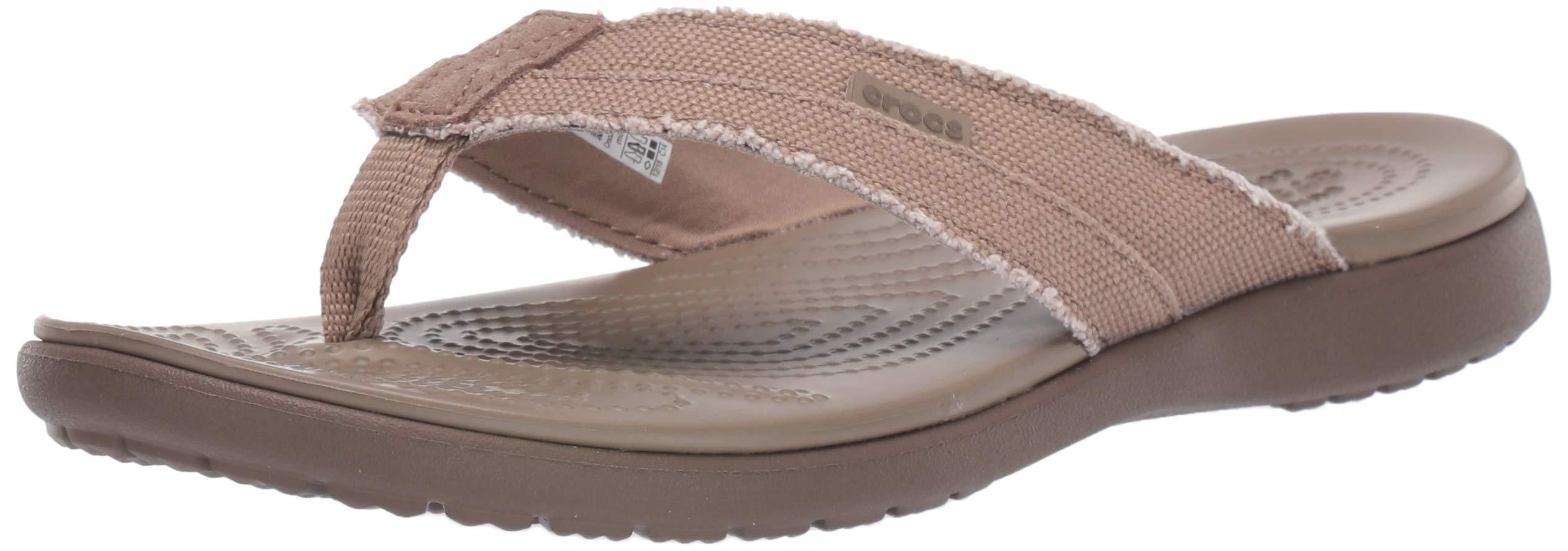Crocs™ Santa Cruz Canvas Flip Flop | Casual Lightweight Shoe in Khaki ...