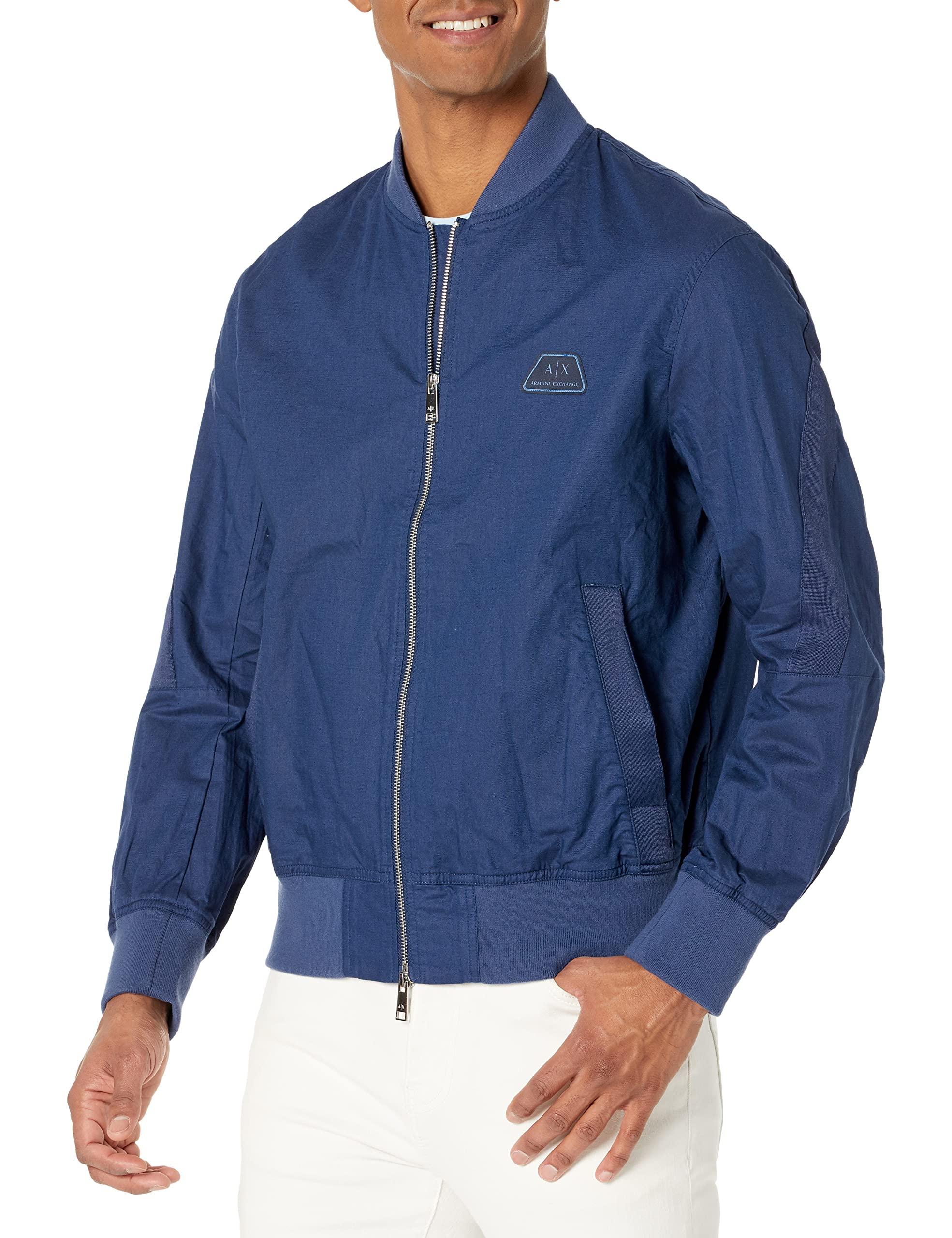 Emporio Armani A x Armani Exchange Mens Linen Mix Bomber Jacket in Blue for Men Lyst