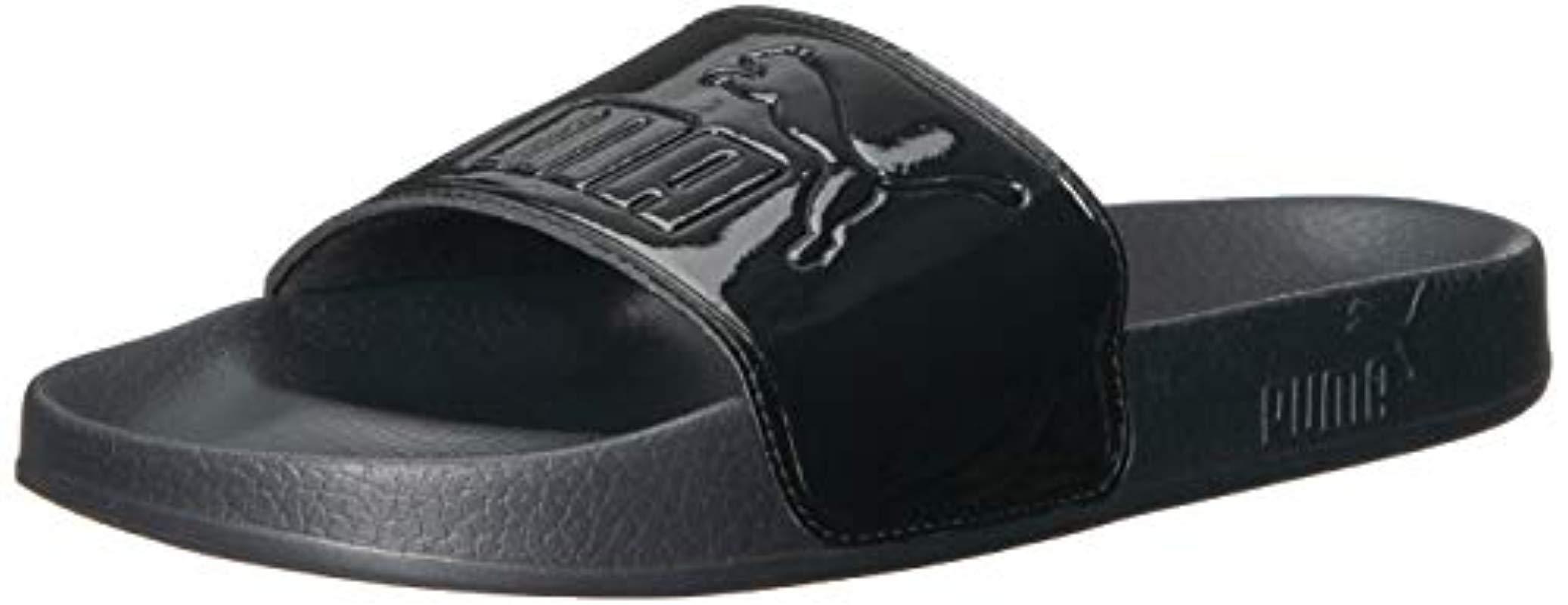 PUMA Synthetic Leadcat Patent Slide Sandals Black/ Black | Lyst