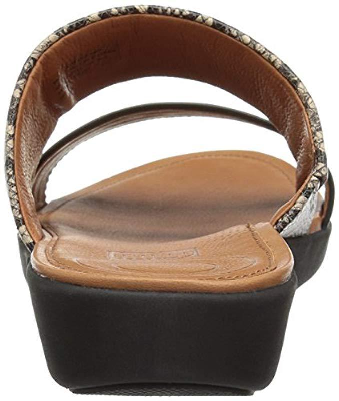 Fitflop Leather Delta Slide Sandals Flat in Taupe Snake/Black (Black) - Save 10% - Lyst