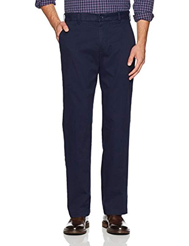 Izod Advantage Performance Flat Front Straight Fit Chino Pant in Navy ...