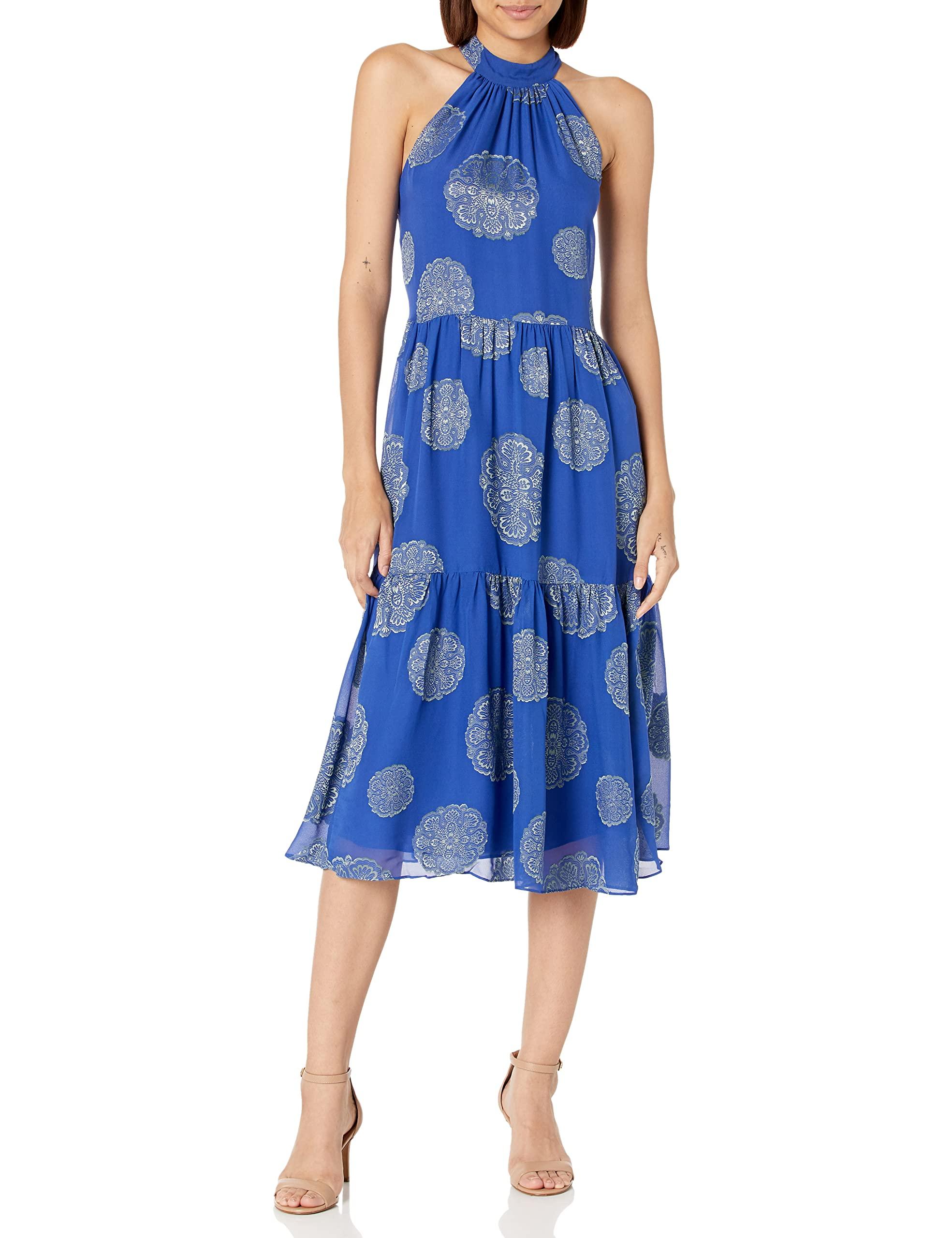 Trina Turk A Line Midi Dress in Blue | Lyst