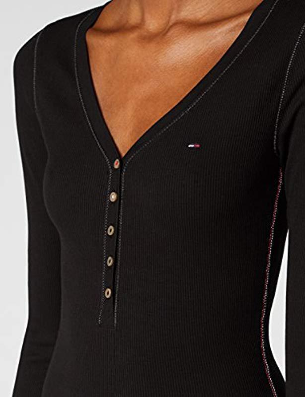 Tommy Hilfiger Denim Long Sleeve Original Henley Shirt in Black - Lyst