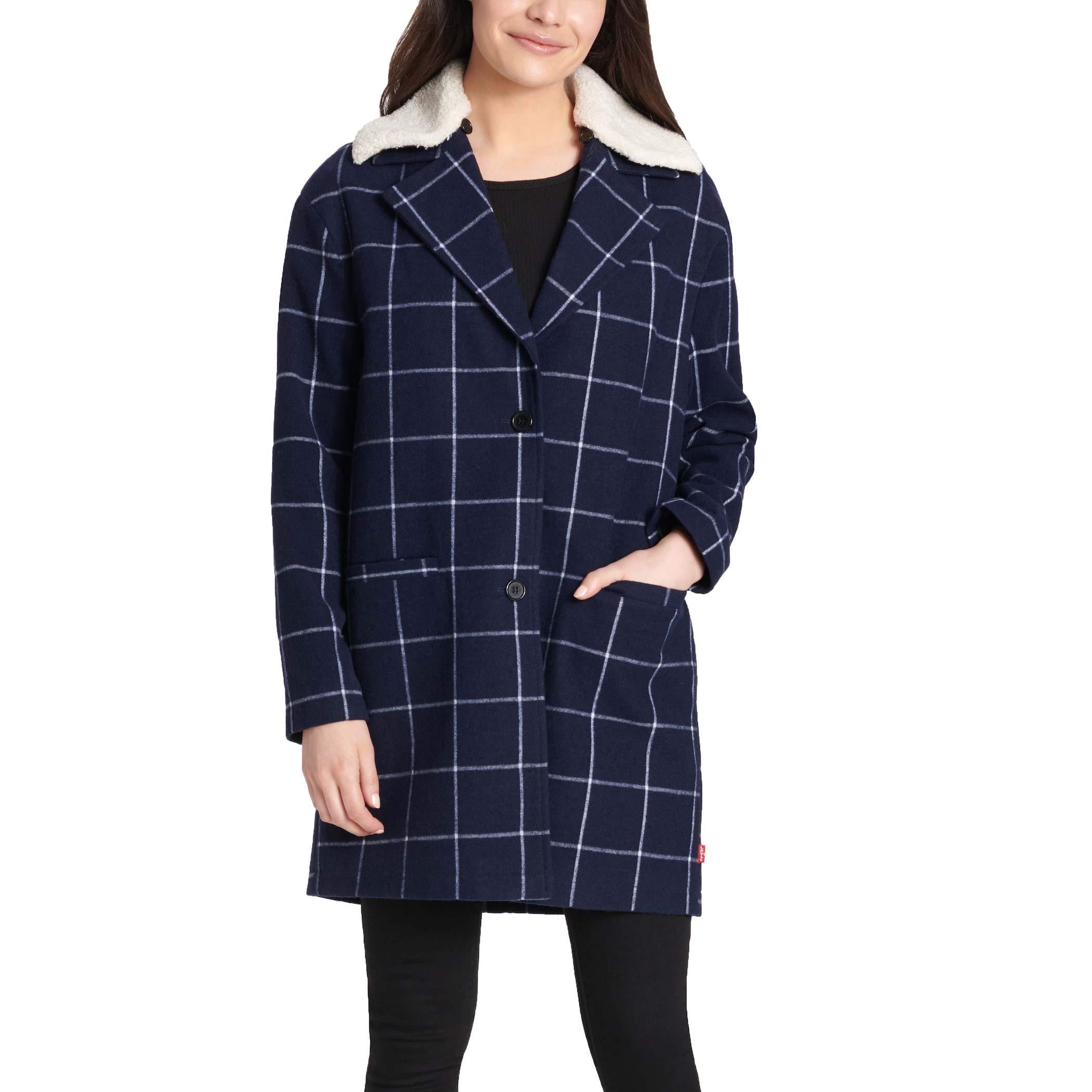 Long Wool Blend With Sherpa Collar in 