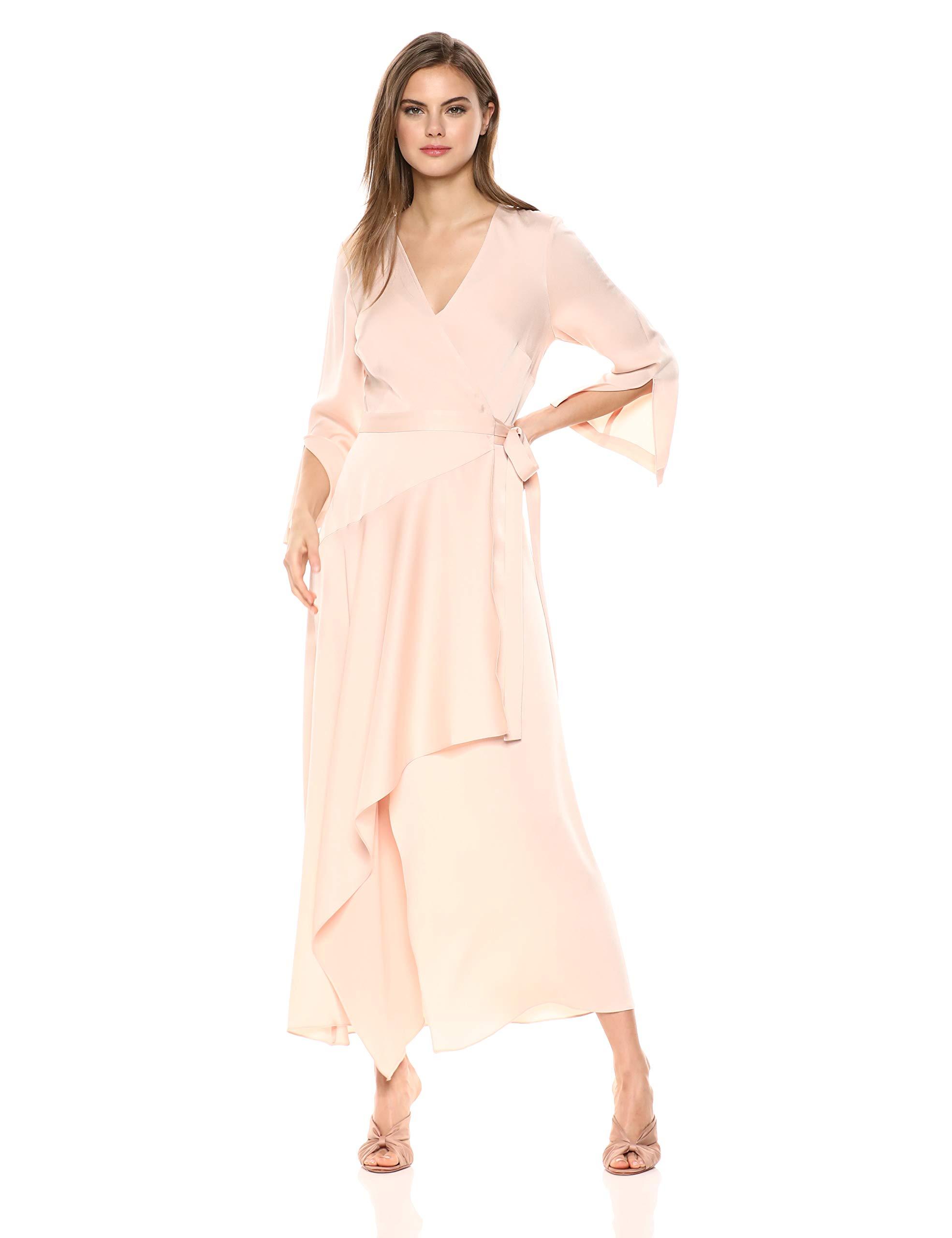 BCBGMAXAZRIA Bcbgmax Azria Asymmetrical Satin Wrap Dress in Almond Pink  (Pink) | Lyst
