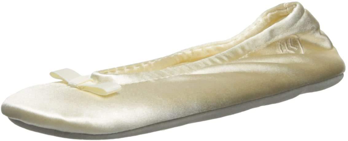 isotoner signature terry ballet flat slippers with satin bow