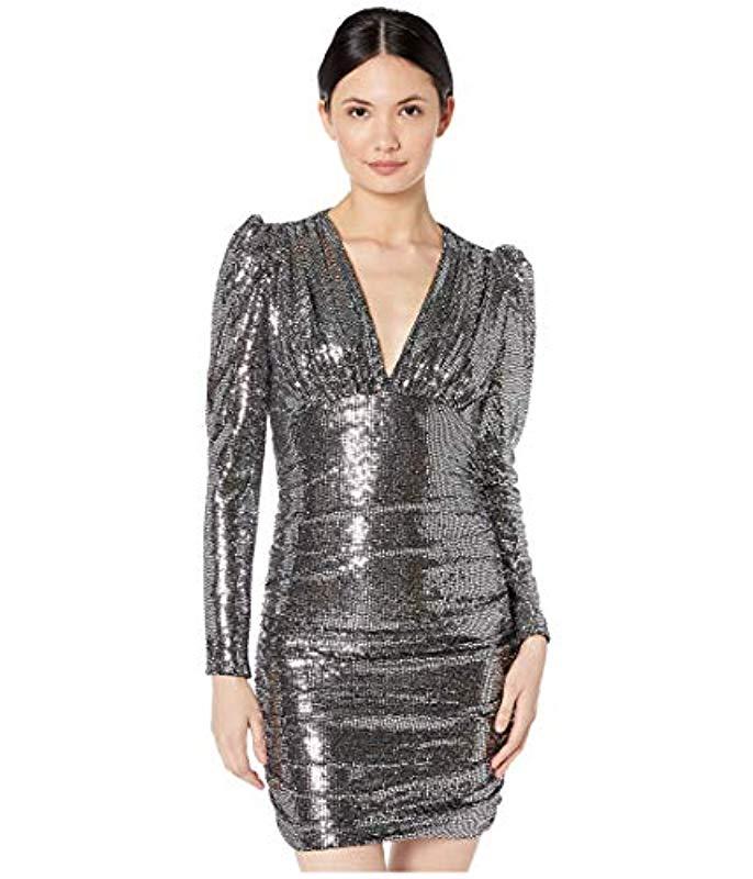 bcbg metallic ruched dress