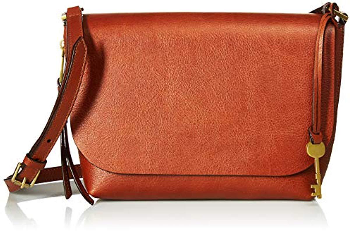 Fossil Leather Maya Small Flap Crossbody Bag in Brown - Lyst